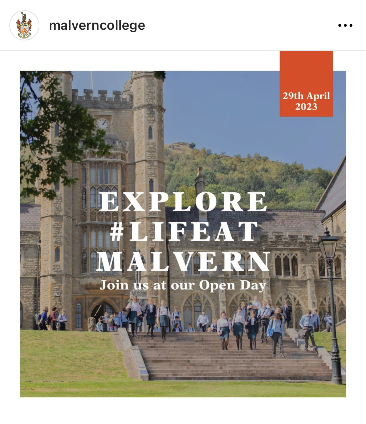 Explore #LifeAtMalvern Open Day graphic